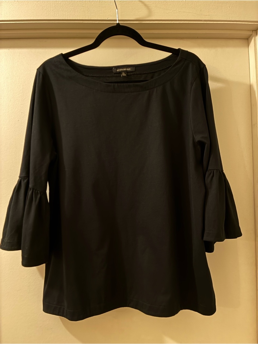 Banana Republic Black Bell-Sleeve Boatneck Top